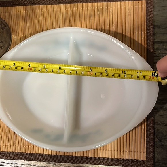 Glasbake USA Vintage Glasbake Divided Casserole with Green Pattern. - Picture 5 of 7